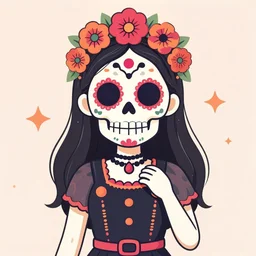 Illustration of a sugar skull day of the dead girl, art by quint buchholz