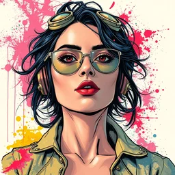 cyberpunk pirro angela portrait illustration, pop art, splash painting, art by geof darrow, ashley wood, alphonse mucha, makoto shinkai