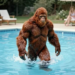 bigfoot at a public pool, photograph 1 9 8 2