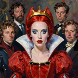 portrait of red queen, in the style of disco elysium, expressionism, artstation, trending, by aleksander rostov, jenny saville, alex kanevsky, kaspar tamsalu, markus harma,