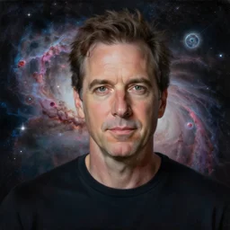 portrait of Judd Apatow in the space with nebulae, realistic painting, high definition, digital art, matte painting, very detailed, realistic