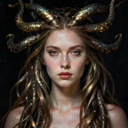 portrait of cyberpunk medusa by dariusz zawadzki