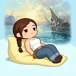 chibi chibi Lara Croft relaxing, Ivan Aivazovsky, Christopher Balaskas, Noah Bradley, Albert Bierstadt, Jim Burns, Edwin Church, Frederic Thomas Cole, Brown Durand, Asher David Friedrich, Caspar James Gurney, Johnson Heade, Martin Raphael Lacoste, Ted Nasmith, Andreas Rocha, Christophe Vacher