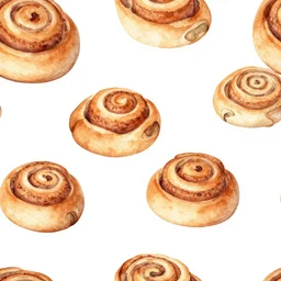 watercolor photorealistic cinnamon rolls minimalist pattern art