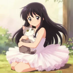 anime boy and cat in tutu skirt