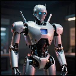 thank you, thank you, thank you,, cybertronic robot, cinematic, volumetric lighting, f 8 apeture, eastman 5 3 8 4 film,