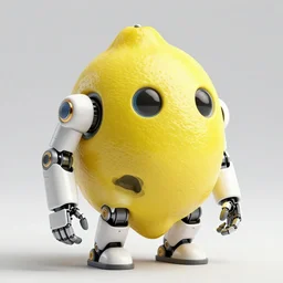 an futuristic exoskeleton robot made for an lemon with realistic eyes