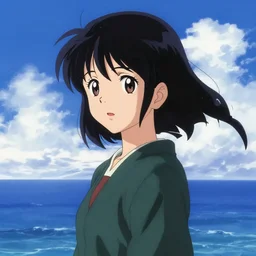 anime ocean blue sky stunning beautiful detailed