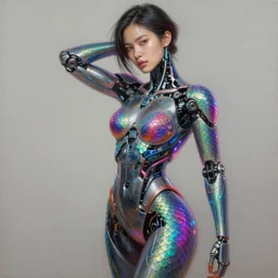 ultra realist intricate detailed painting of a single attractive ( ( cyborg ) ) male, neon scales, model pose, art by vitaly bulgarov and nivanh chanthara, hyperrealistic, soft lighting, octane render