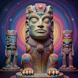 a surreal portrait statue of elon musk as a psychedelic neural tiki reptile stone god by naoto hattori, android jones, and chris dyer, deep bold colors, galactic dmt entity, depth of field, intricate beautiful painting, billions of details, octane render, portal, 8 k, detailed vector, trending on artstation, cgisociety wow!!!!!
