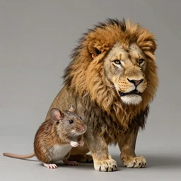 a mouse with a lion's mane, hyper realistic, national geographic