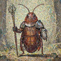 anthropomorphic medieval knight cockroach