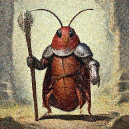 anthropomorphic medieval knight cockroach