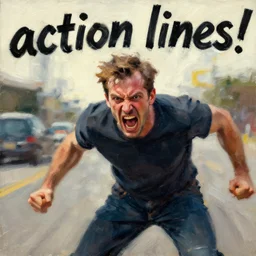 jon taffer, enraged, painting by phil hale, 'action lines'!!!, graphic style, visible brushstrokes, motion blur, blurry