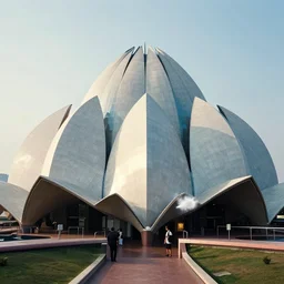 futuristic glass lotus temple by buckminster fuller and syd mead, intricate contemporary architecture, photo journalism, photography, cinematic, national geographic photoshoot