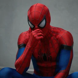 spiderman crying by himself