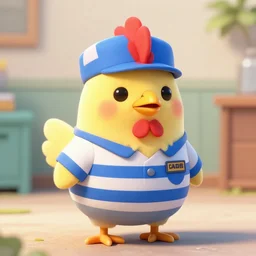 cute chicken dressed as an inmate