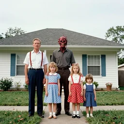 full color american nightmare, joel peter witkin photo of 1 9 5 0 s suburban family, capitalist propaganda meets body horror, patriotic nihilism, annie liebovitz, bosch, disney, minimalism, despair