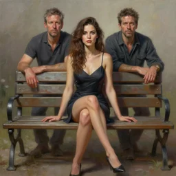 perfectly - centered - portrait of a beautiful woman sitting on the bench, intricate, highly detailed, digital painting, artstation, concept art, sharp focus, illustration, realism, oil painting, unreal engine 5, 8 k, art by artgerm and dave rapoza and sam spratt