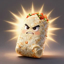 a burrito character, angry