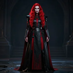 summer glau as sith warrior, determined, powerful, pale makeup, long flowing bright red hair, wearing black and red imperial sith military robes, full body portrait, centered composition, unreal engine render, 8 k, hypermaximalist, extremely detailed, cinematic, nighttime, dark lighting
