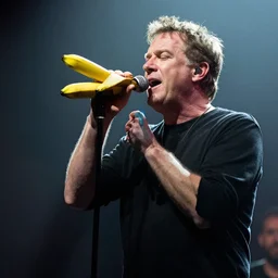 bob geldof singing to a banana, concert photo