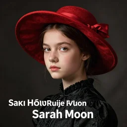 half - length portrait of girl in a red hat and black dress, fine art portrait photography by sarah moon, volumetric lighting, very detailed, high resolution,