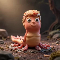 a slimy donald trump slug, claymation, octane render, unreal engine
