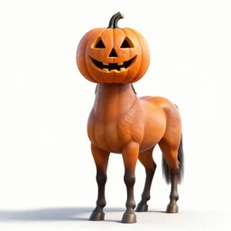 athletic jack-o-lantern headed horseman, detailed 3d character render, full body, standing, isolated on a pure white background, centered, whole figure in frame, sharp focus, studio lighting