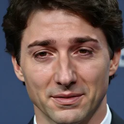 Closeup Portrait of a sad Justin Trudeau, crying, half face, by Steve McCurry, supersharp, crisp, 8K, award winning portrait