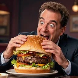 Jerry Seinfeld being eaten by zombie hamburger, artstation, 4k