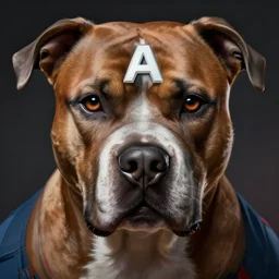 a pitbull as captain america, concept art, detailed face, fantasy, highly detailed, cinematic lighting, digital art painting by greg rutkowski