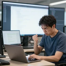software developer angry at automated test suite