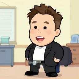 elon musk as a person in a kids cartoon