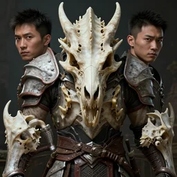hyperrealistic mixed media image of dragon bone armor from skyrim, stunning 3 d render inspired art by greg rutkowski and xiang duan and thomas eakes, perfect facial symmetry, flesh texture, realistic, highly detailed attributes and atmosphere, dim volumetric cinematic lighting, 8 k octane detailed render, post - processing, masterpiece,