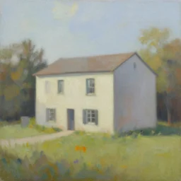 a beautiful painting of a building in a serene landscape by Alyssa Monks