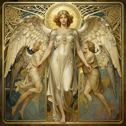 a digital painting of Biblically accurate angels, art deco, intricate, filigree