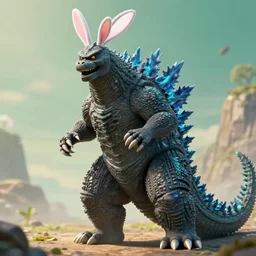 godzilla with bunny ears