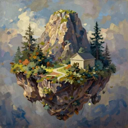 floating island, trending on art station, oil painting, concept art