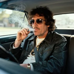 cheech and chong smoking in a car, realistic, 4 k,