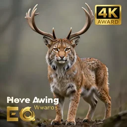 professional digital fantasy art of a bobcat with antlers, bobcat deer hybrid, high quality, mythical, hd, 4 k, 8 k, award - winning, awe - inspiring