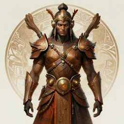 portrait of a native kerala warrior, symmetrical, sci - fi armour with wood and clothes, tech wear, glowing lights, sci - fi, intricate, elegant, highly detailed, digital painting, artstation, concept art, smooth, sharp focus, illustration, art by artgerm and greg rutkowski and alphonse mucha