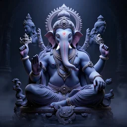 lord shiva of ganesh : 6 character design : 2 midnight, illusion, stunning, breathtaking, majestic, asian fantasy, digital render, line art, unreal engine, de - noise, 8 k, volumetric lighting, symmetrical, pronounced features, detailed contrast, scattered mist, glow