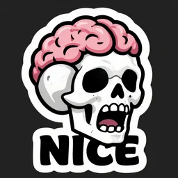 nice svg sticker art of a Zombie Skull Brains, Screaming, View, svg illustration, Sticker Art