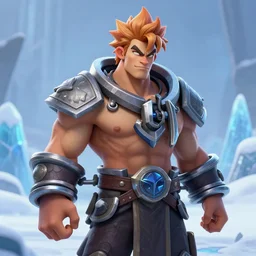 sylas, the shackled, from league of legends, riot games, frozen ice, snow in the background, 3 d render, ue 5, trending on artstation, deviantart, intricate details, by marie magny
