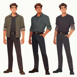 different 3 d poses for the same man, character concept art, digital painting, artstation, illustration by artgerm