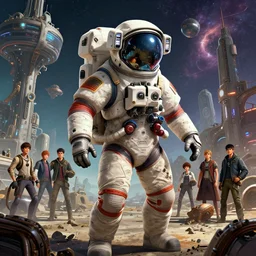 hardmesh retro futurist post - apocalyptic steampunk fallout 7 6 astronaut in space near galactic trading post, hyper realistic, art gta 5 cover, official fanart behance hd artstation by jesper ejsing, by rhads, makoto shinkai and lois van baarle, ilya kuvshinov, ossdraws, feng zhu and loish and laurie greasley, victo ngai