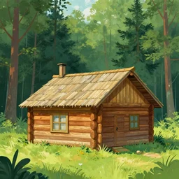 [ a log cabin in the forest ] [ van gogh ] [ wlop ]