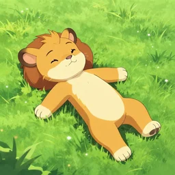 Simba fursona laying in grass
