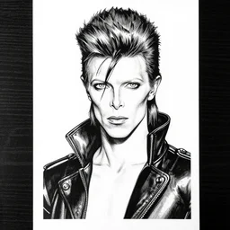 david bowie, portrait, cyberpunk 2 0 2 0 manual, by steampoweredmikej, by tim bradstreet, inktober, ink drawing, black and white, coloring pages, manga, highly detailed